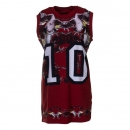 TSHIRT DRESS BARBED ROSES_RED